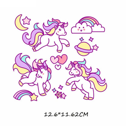 Fairy Tale Unicorn Rainbow Patches Kids Clothing Stickers Cartoon T-shirt Patch