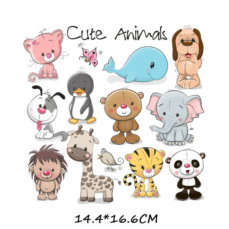 46 Styles Iron on Cute Animal Patches Set for Kids Clothing DIY T-shirt Applique