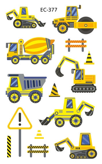 Construction Temporary Tattoos Kids Waterproof Fake Tattoos Sticker Tractor Dump