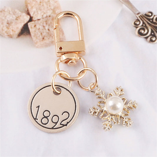 Snowflake Pearl Keychain Charms Ins Metal Accessories Ladies Bag Ornaments