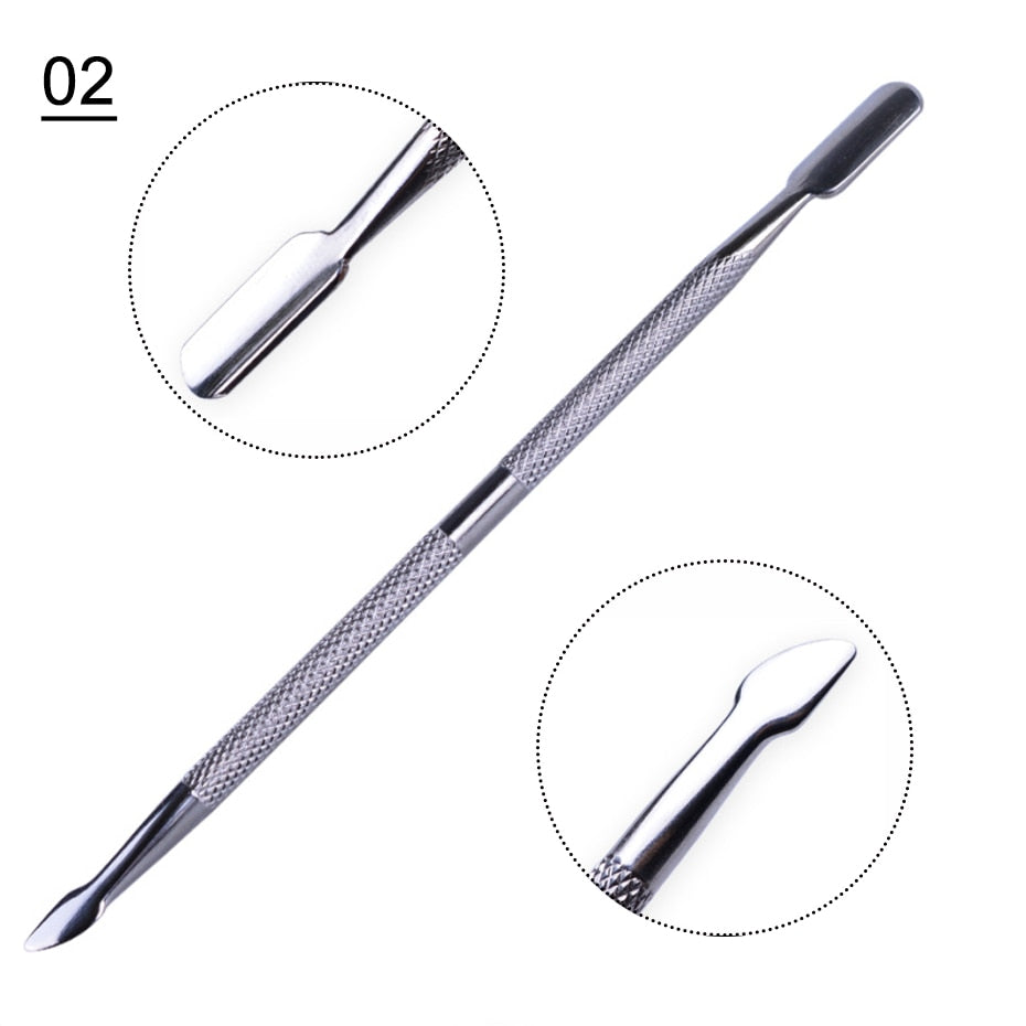 1pcs Double-ended Cuticles Nails Pusher Dead Skin Remover Pedicure Stainless