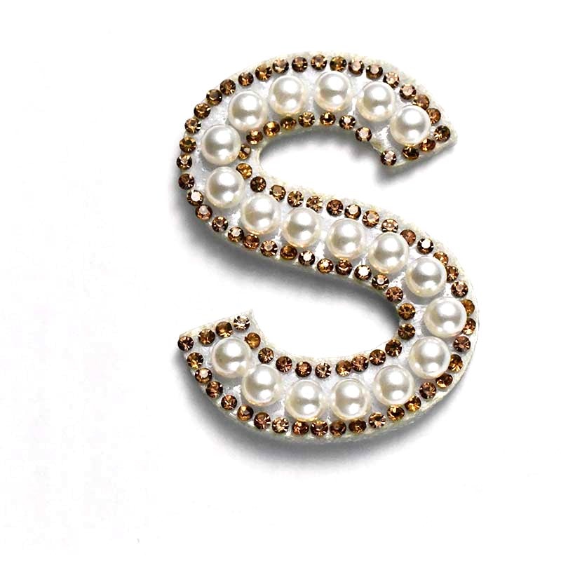 A-Z Alphabet 1Pcs Letter Patches Pearl Rhinestone Alphabet Patches For Clothes