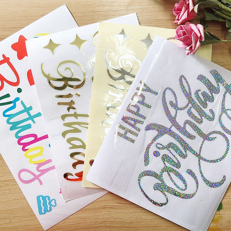 1pc 21x29cm Star and Happy Birthday Party Stickers Decals for Balloon Party