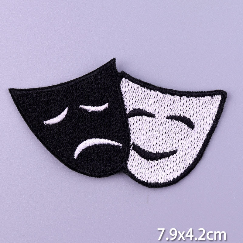 Happy and Sad Mask Face DIY Cartoon Patches Clothes Patch Embroidered Stickers