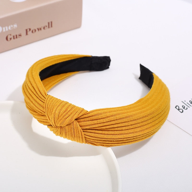 Mustard Yellow Top Knot Women Hairbands Fashion Headband Girls Hair Hoop