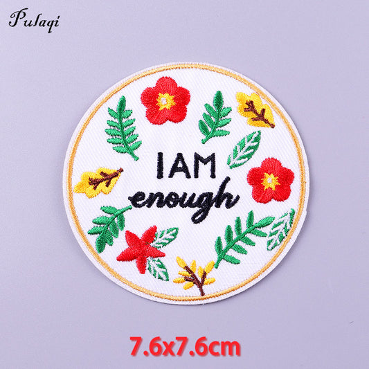 I Am Enough Floral Patches Iron on Patch For Clothing Embroidery Stickers