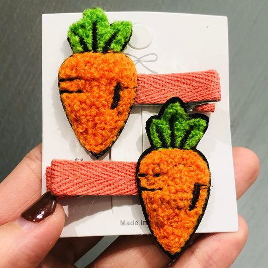 2PCS Soft Orange Carrot Hair Clips Headwear Kids Children Ropes Girls