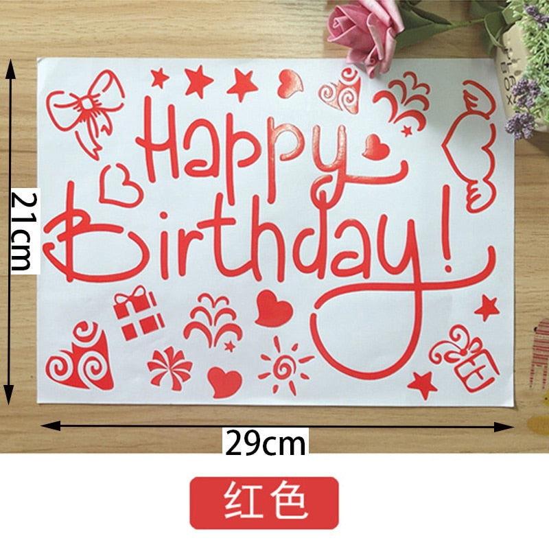 1pc 21x29cm Star and Happy Birthday Party Stickers Decals for Balloon Party