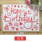 1pc 21x29cm Red Birthday Design Stickers Happy Birthday Party Stickers Decals