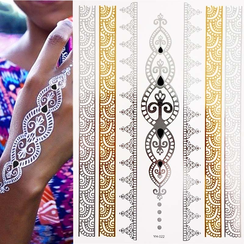 1 sheet Gold and SIlver Temporary Tattoo Boho Body Skin Sticker Festival Decal