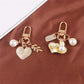 9 Styles Pearl Heart Leaf Keychain Charms Ins Metal Accessories Ladies Bag