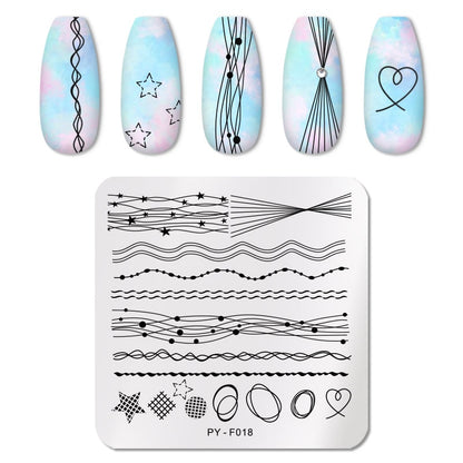 Star Heart Line Design Nail Stamping Plates Stencil Tools Template Plate Mold