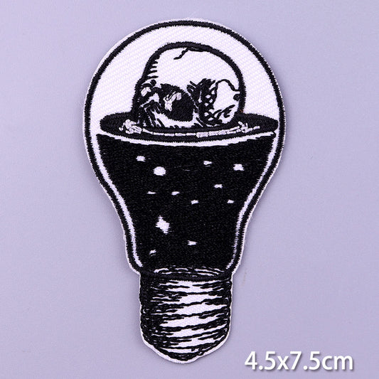 Drowning Skull Light Bulb DIY Cartoon Patches Clothes Patch Embroidered Stickers