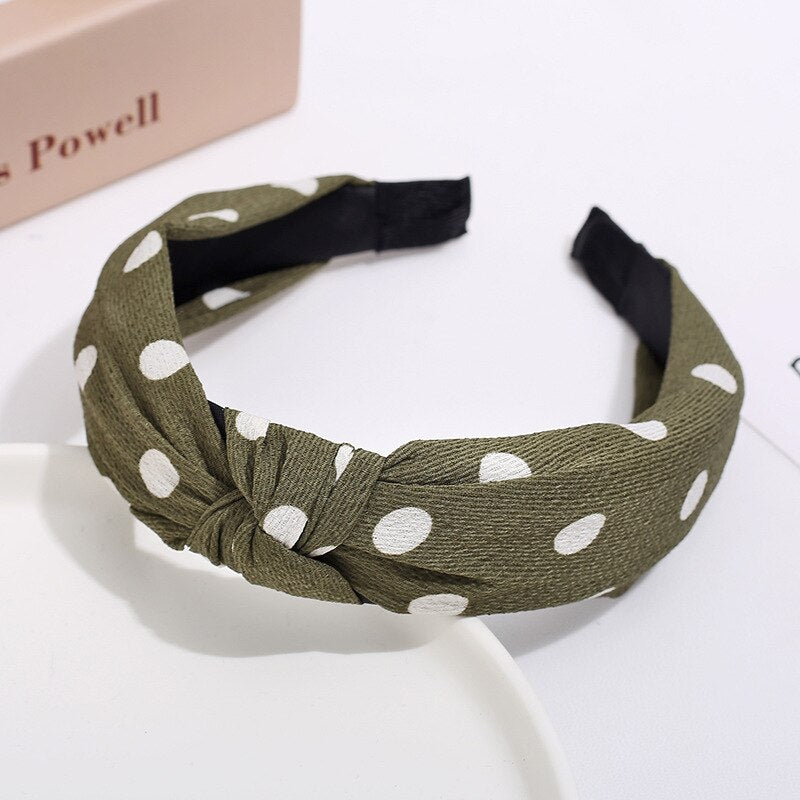 48 Styles Women Elegant Top Knot Headband Print Dot Hairbands Girls Striped