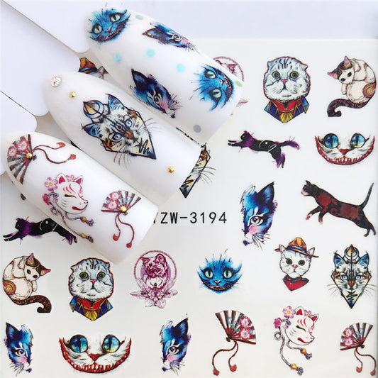 Mixed Style Japanese Design Cats Nail Sticker Summer Nail Design Decorations