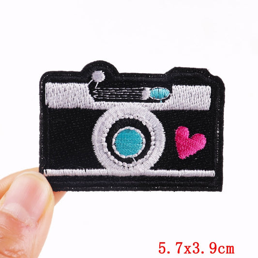 Photo Camera Heart Cartoon Patches Clothing Sticker Patch Decal Embroidery