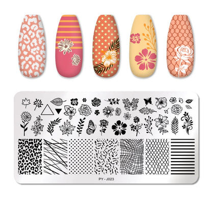 Lines Flowers Geometric Nail Stamping Plates Stencil Tools Template Plate Mold