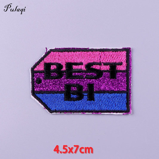 Best BI Striped Patches Iron on Patch For Clothing Embroidery Stickers Clothes