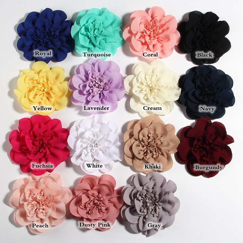 15 Styles 1PC 10CM 3.8" Big Chiffon Flowers Hair Clips Hairpins Handmade