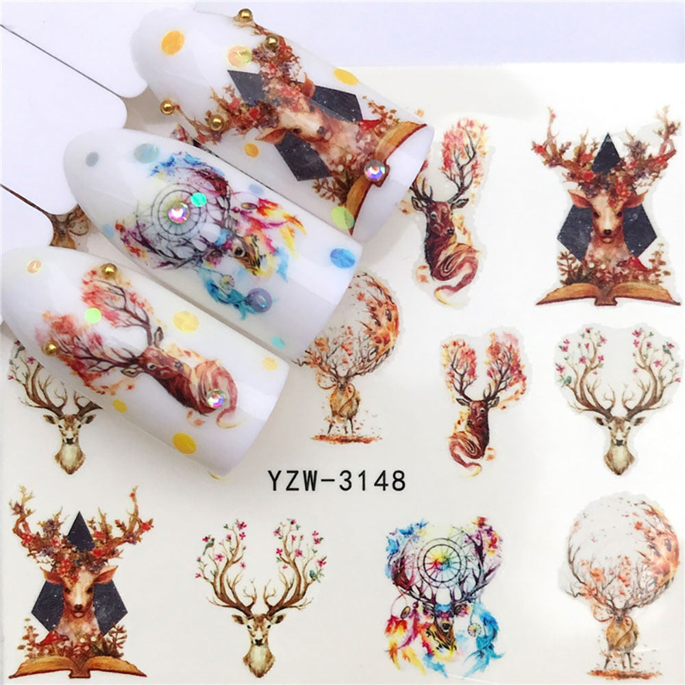 Gorgeous Antlers Tree Nail Sticker Summer Nail Design Decorations Nails Decals