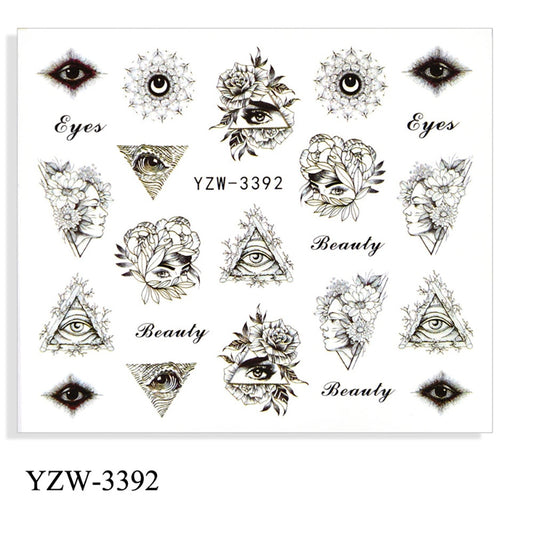 Pyramid Eye Flower Nail Stickers Patten Nail Art Decals DIY Nails Watermark