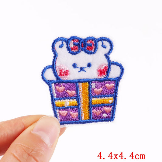 Bear With Hearts And Bow Cartoon Patches Clothing Sticker Patch Decal Embroidery