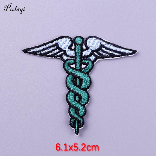 The caduceus Medicine Symbol Patch Iron On Patches Clothes Cartoon Stickers