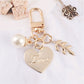 9 Styles Pearl Heart Leaf Keychain Charms Ins Metal Accessories Ladies Bag