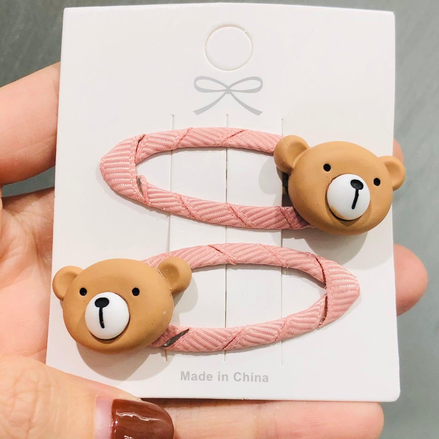 2Pcs Bear Decor Children Snap Clips Hair Clips Girls Hair Accessories