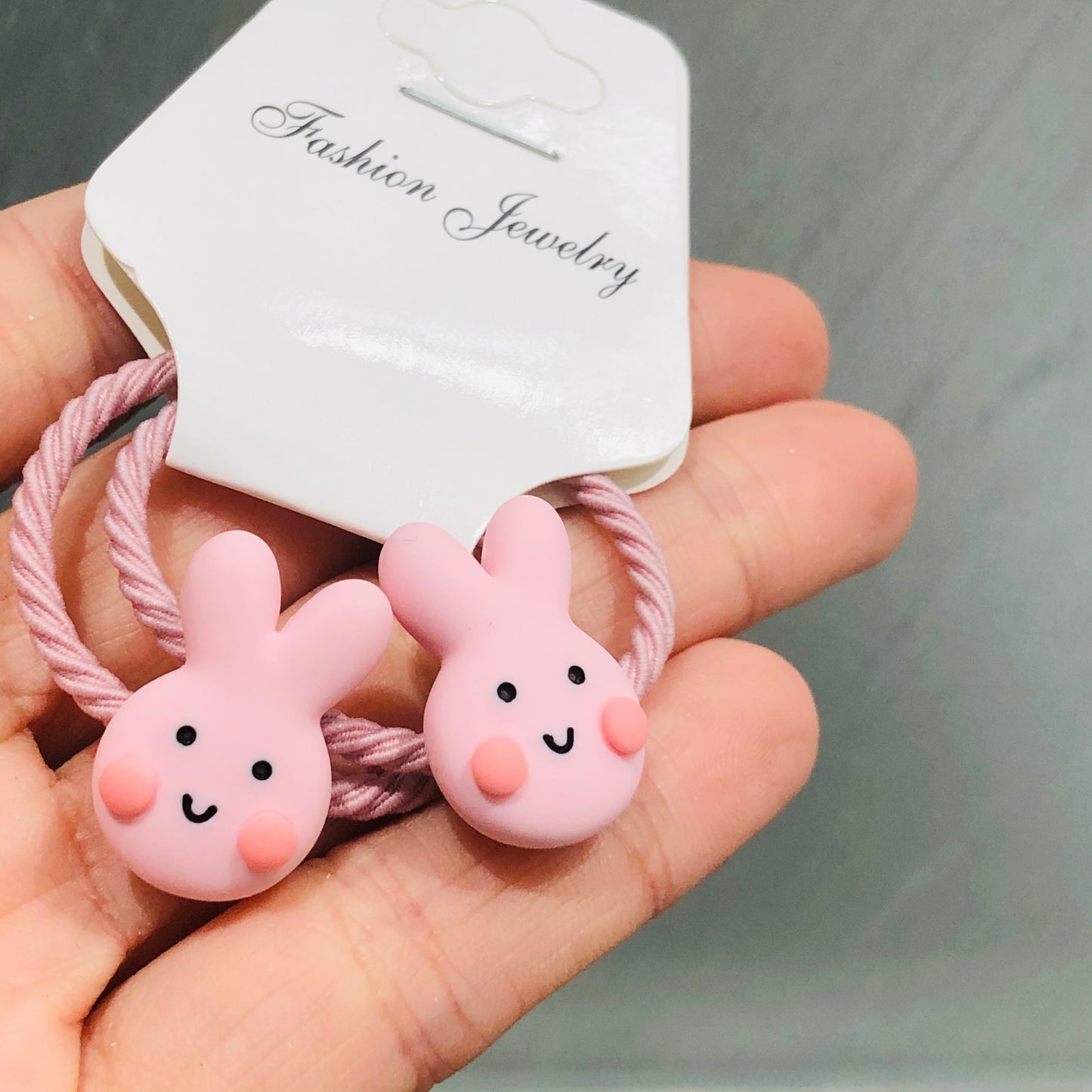 2Pcs Baby Pink Rabbit Children Hair Clips Scrunchies Hair Bands Clip Girls Head