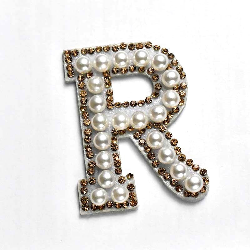 A-Z Alphabet 1Pcs Letter Patches Pearl Rhinestone Alphabet Patches For Clothes