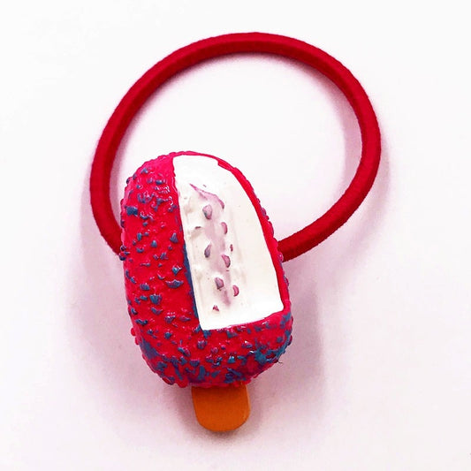 1PCS Red Velvet Cake Ice Cream Girls Hairbands Kids Elastics Rubber Head Bands