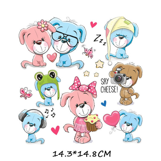 Puppy Baby Dogs Iron on Patches Kids Clothing Stickers Cartoon T-shirt Patch DIY