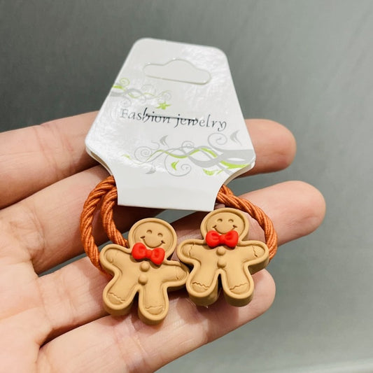 2Pcs Gingerbread Cookies Kids Rubber Bands Children Scrunchies Elastic Hair