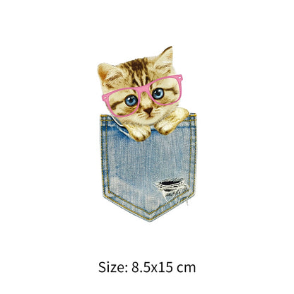 Diy Cats Sticker Pocket Patches Iron On Clothes Bag Denim Patches Fashion