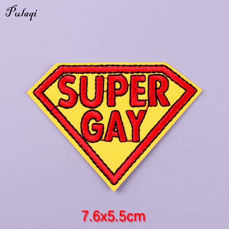 Super Gay Funny Logo Patch Iron On Patches Clothes Cartoon Stickers Embroidered