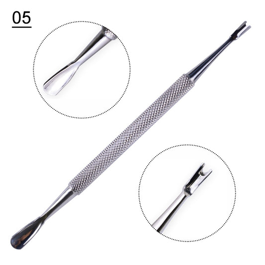 1pcs Double-ended Cuticles Nails Pusher Dead Skin Remover Pedicure Stainless