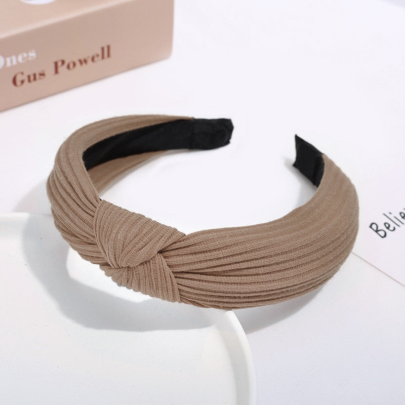 Brown Khaki Top Knot Women Hairbands Fashion Headband Girls Hair Hoop