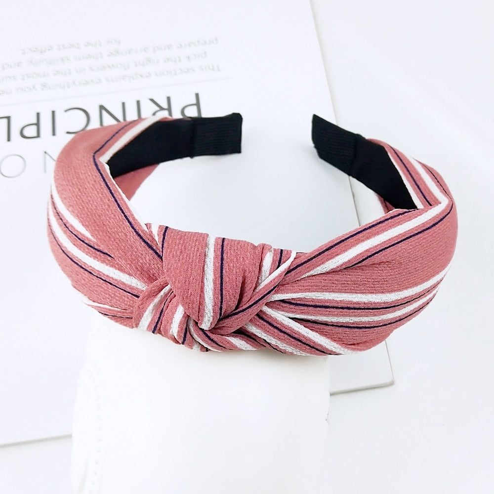 48 Styles Women Elegant Top Knot Headband Print Dot Hairbands Girls Striped