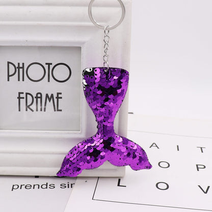 Purple Mermaid Tail Sequins Keychain for Women Ladies Mom Gift Keyring Girl Car