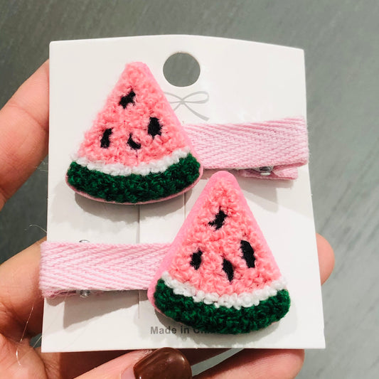 2PCS Pink Watermelon Headwear Kids Hair Clips Alligator Clip Children Girls