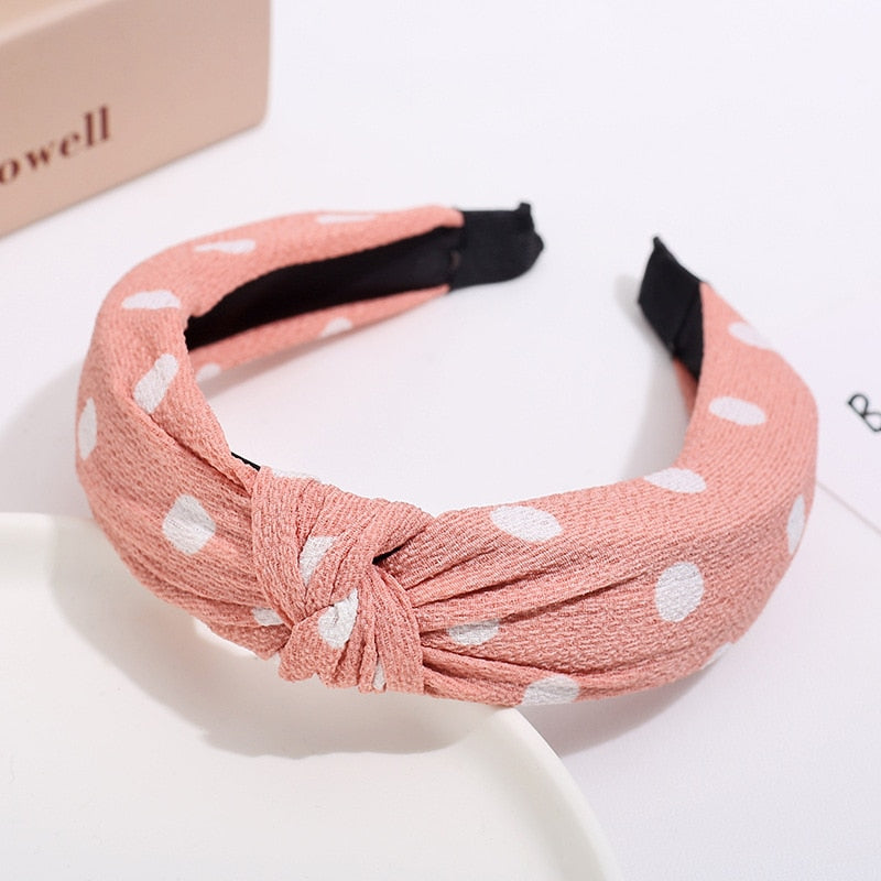 Pink Powder Color Dots Women Hairbands Fashion Headband Girls Hair Hoop