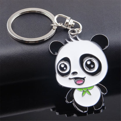 8 Styles Panda Keychain Stainless Steel Key Chain Charms Women Bag Cartoon