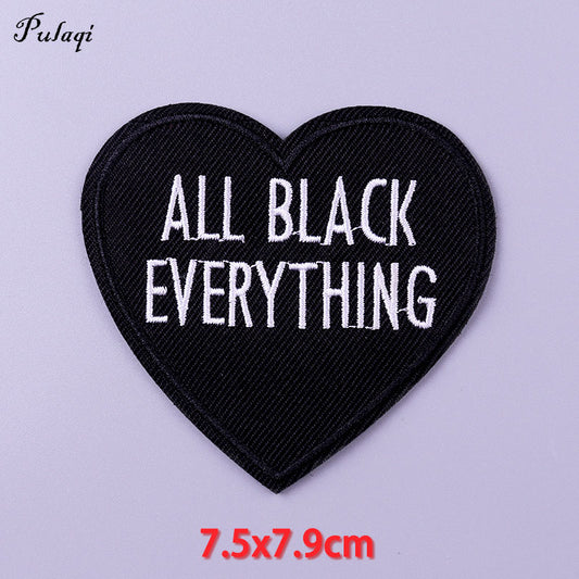 All Black Everything Patches Iron on Patch For Clothing Embroidery Stickers