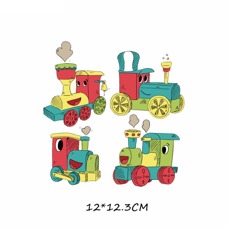 Toy Train Iron on Patches Kids Clothing Stickers Cartoon T-shirt Patch DIY