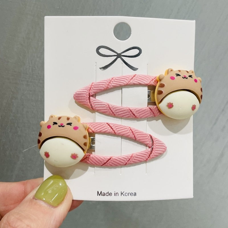 12 Styles 2Pcs/Set Girls Cute Animal Frog Monkey Hair Clips Kids Lovely Hairpins