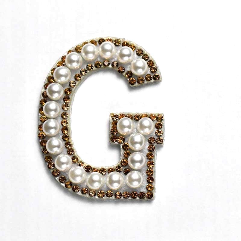 A-Z Alphabet 1Pcs Letter Patches Pearl Rhinestone Alphabet Patches For Clothes