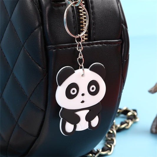 Panda Simulation Animal PVC Keychain Charms Car Key Ring Bag Ornaments Cute Key