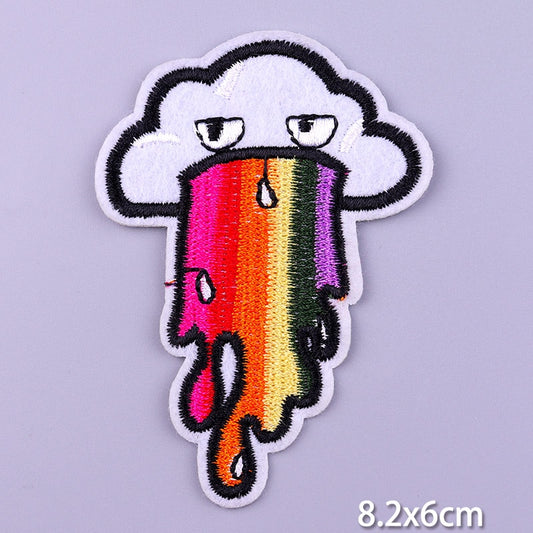 Rainbow Paint Drips Cloud DIY Cartoon Patches Clothes Patch Embroidered Stickers