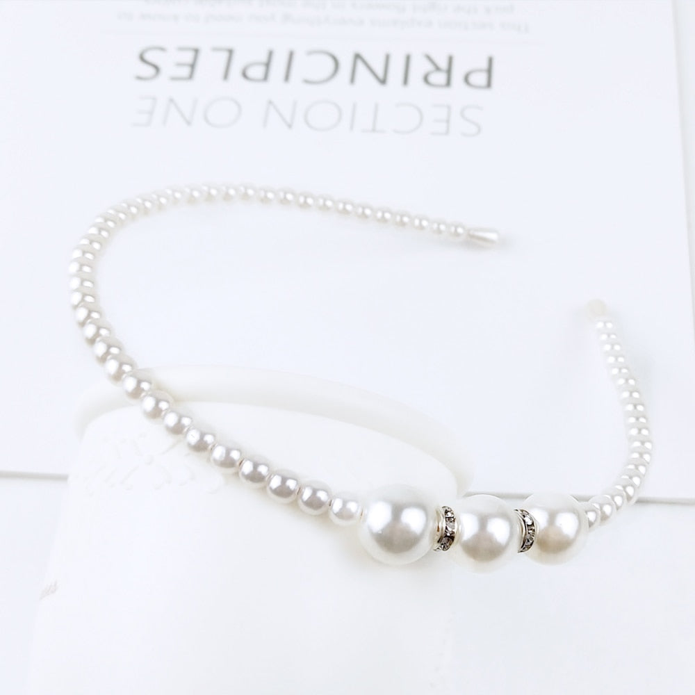 White Pearls Decor Women Hairbands Fashion Headband Girls Hair Hoop Accessories